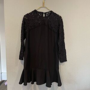 Zara Black A-line Mini Dress with Bishop Sleeves